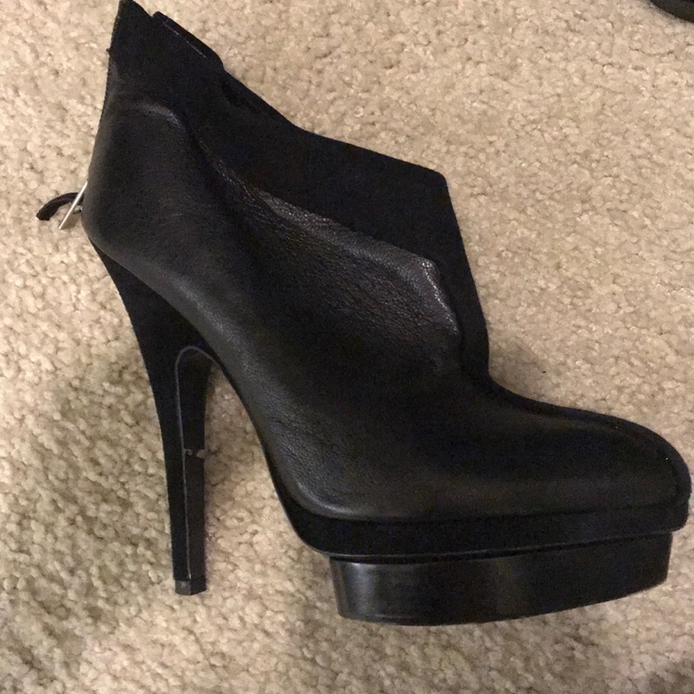 YSL leather bootie trimmed with suede